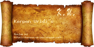 Kerpen Uriás névjegykártya